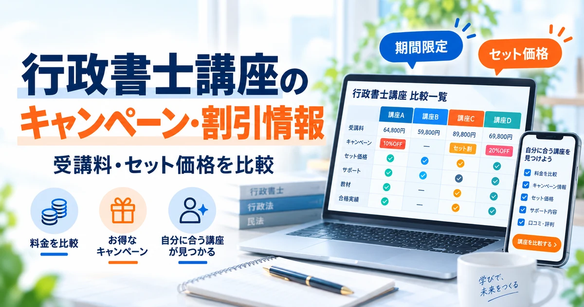 行政書士通信講座の最新割引・キャンペーン情報